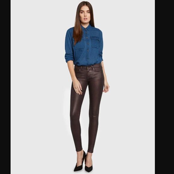 NWT Principle Denim the Dreamer coated pant in Metallic Wine | Size 30 - Picture 1 of 14